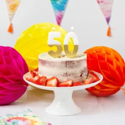 White & Gold Number Candle - 5 -Perfect Party Store RAIN TD 02 1fd031ff ed59 4404 8ee1 369c3499268e