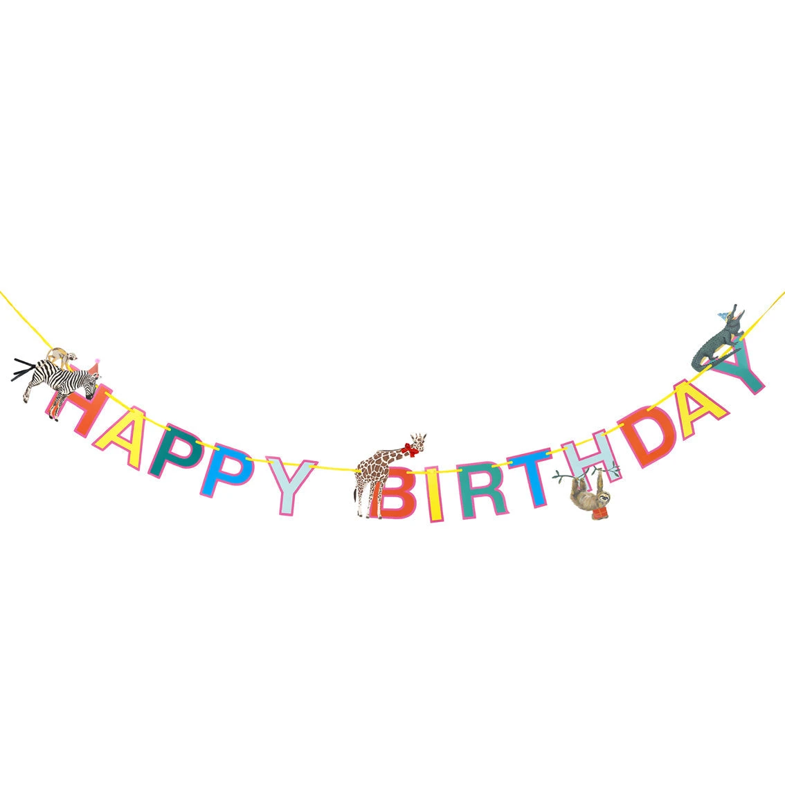 Party Safari Monkey & Zebra Happy Birthday Paper Garland - 3m 2 Party Safari Monkey & Zebra Happy Birthday Paper Garland - 3m - Image 2