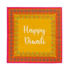 Yellow 'Happy Diwali' Paper Napkins - 20 Pack