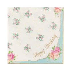 Blue & Pink Floral Paper Napkins - 20 Pack