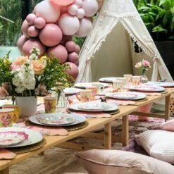 Yellow, Pink & Green Paper Teacups & Saucers - 12 Pack -Perfect Party Store TS3 PLATE 06 965c61fa 6407 47cc 8464 4b2e64aadf29