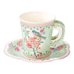 Yellow, Pink & Green Paper Teacups & Saucers - 12 Pack -Perfect Party Store TS6 CUPSET VINTAGE 4 ae61e7ba a840 4972 b791 bebcf8b0dd54