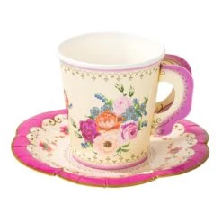 Yellow, Pink & Green Paper Teacups & Saucers - 12 Pack -Perfect Party Store TS6 CUPSET VINTAGE 5 19990201 2b81 412b 8c7b f20c0cee6635