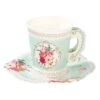Mint Green Floral Paper Teacup & Saucer Set - 12 Pack