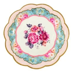 Multicoloured Floral Paper Plates - 12 Pack -Perfect Party Store TS6 VINTAGE PLATE 6