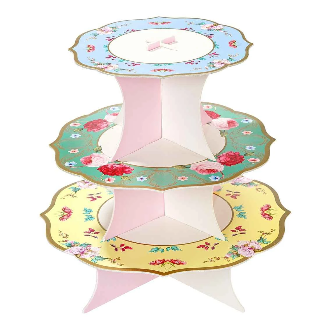 Multicoloured 3 Tier Cardboard Cake Stand 2 Multicoloured 3 Tier Cardboard Cake Stand - Image 2