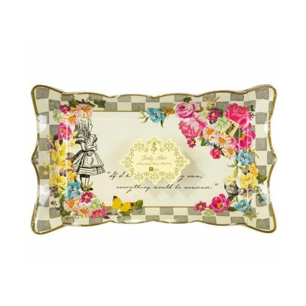 Alice In Wonderland Chequered Paper Food Platters 1 Alice In Wonderland Chequered Paper Food Platters