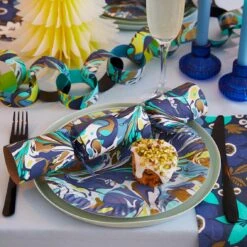 Recyclable Blue Floral Paper Napkins - 20 Pack -Perfect Party Store TT Xmas 022 2