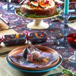 Woodland Flora & Fauna Dark Blue Table Runner - 2m -Perfect Party Store TWILIGHT 04