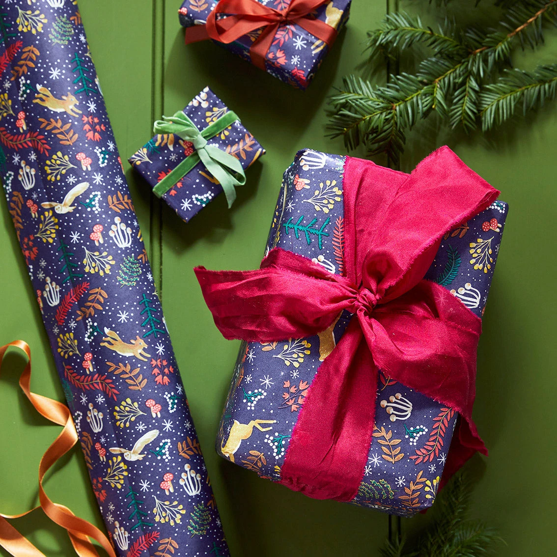 Woodland Dark Blue Tissue Paper - 4 Sheets 2 Woodland Dark Blue Tissue Paper - 4 Sheets - Image 2