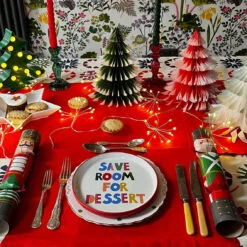 Red & Green Ombre Paper Honeycomb Tree Decorations - 3 Pack -Perfect Party Store hex4