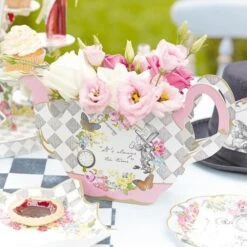 Pink Alice In Wonderland Card Teapot Vase -Perfect Party Store talking tables uk public truly alice whimsical tea pot vase 2125703249950 grande ebdf78b0 d2a9 48a3 a908 8551c197f323